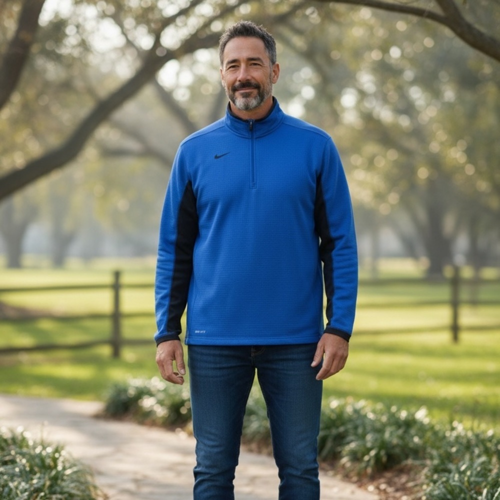 Nike Dri Fit Men’s XL Blue Quarter Zip Pullover Athletic Golf Jacket